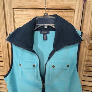 Chaps Teal Fleece Vest with Dark Collar Size Med